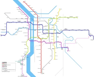 Changsha subway map highlighting Line 2 and Juzizhou Station.