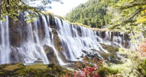 Icy Nuorilang Waterfall in Jiuzhaigou Valley Winter